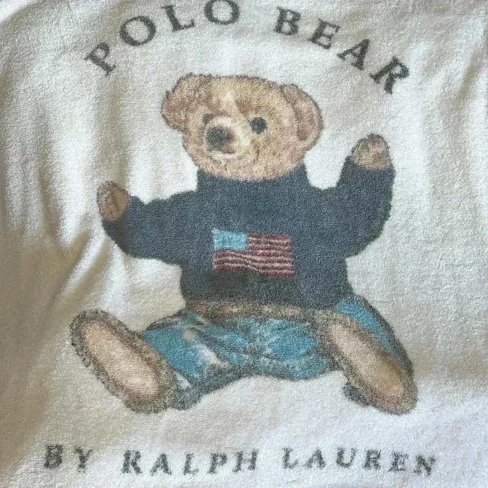 Vintage Polo Ralph Lauren Bear USA Flag Beach Bath Towel 35 
